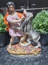 Staffordshire 1850s Porcelain Figure of Samson and the Lion. A/F