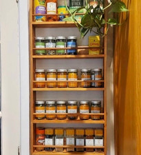 Solid Oak Spice Rack 6 Shelf