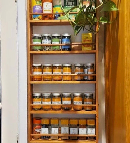 Solid oak spice rack shelf - rack, 6