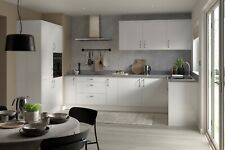 Complete Kitchen Units - Light Grey Gloss Slab Door On White Units Soft Close
