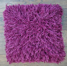 Next burgandy Shaggy Cushion 17 x 17"