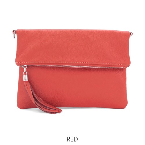 Leather fold over clutch bag - over,