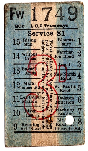 Tram ticket london county - ticket:,