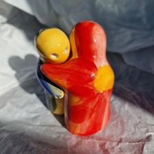 Fun Spanish Pair Hugging Salt Pepper Pots Shaker Set Hand Painted Flower Design