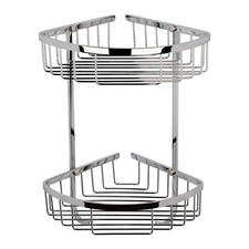 Large Brass Heavy Duty Corner Two-Tier Polished Chrome Shower Basket Bathroom