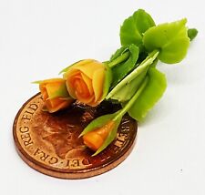Dolls House Bunch Of 3 Orange Roses Tumdee 1:12 Scale Miniature Flowers Garden
