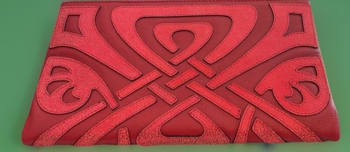 Biba red leather fold over - red,