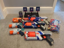 Nerf Gun Bundle, Shooting Target Makes Sounds & Pellets