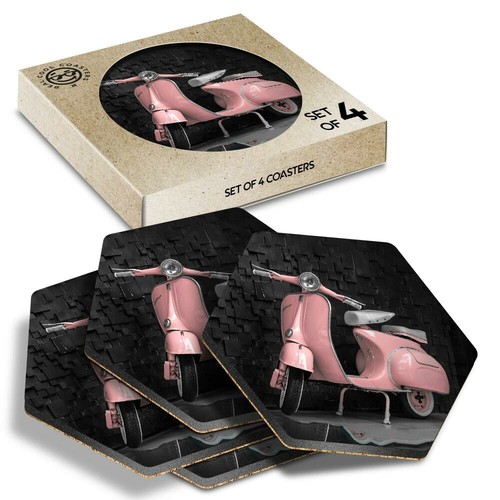 Hexagon coasters pink - 4, x