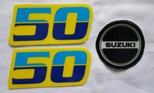 SUZUKI LT50 DECALS GRAPHICS STICKERS FUEL TANK & PULL START BLUE & YELLOW