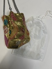 Bimba Y Lola Rare Metal Mesh Chainmail Banana Fruit Salad Bucket Bag Gold Multi