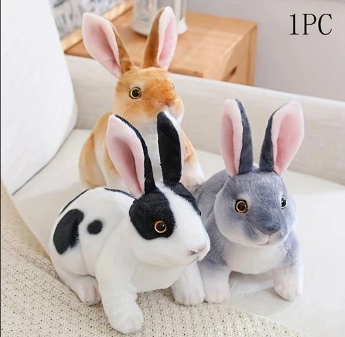 Cute realistic rabbit - realistic, plush