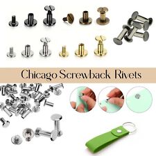 10/20/50pcs Chicago Flat Brass Nail Head Screw Rivets for Leather Craft Handbag