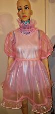 Lockable pink pvc dress  sissy maid adult sized baby 2 locking points plus cuffs