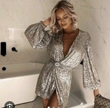 Zara Mini Silver Sequin Short