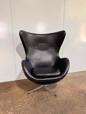 Retro Black Leather Swivel Egg