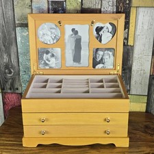 Elegant Large Mele Photo Frame Jewellery Trinket Box Case Cabinet Wooden Treen 