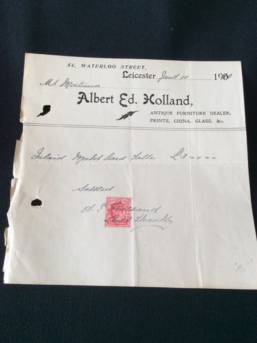 Vintage receipt for inlaid - for,