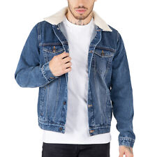 Mens Denim Jacket with Detachable Sherpa Collar Trucker Fur Classic Coat