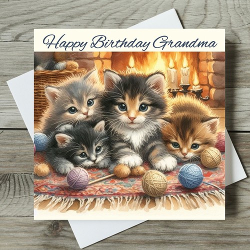 Cat birthday card personalised - cat,