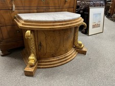 Rare Art Deco 1930’s Burr Walnut & Marble Drinks Cabinet Low Console Side Table