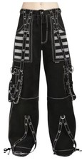 Gothic Black & White Electro Pant Bondage Punk Dead Thread Baggy Trousers 40”