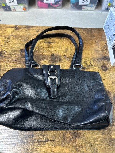 Black leather handbag - black, bhs