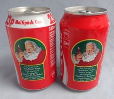 2 Vintage 1996 Coca Cola Santa Christmas Coke Cans