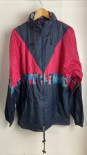 Vintage Cagoule Mens Large Waterproof Coat Graphic Pink Blue Hood