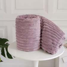 Chunky Cord Ribbed Throws Fleece Blanket Winter Soft Warm Sofa Bed Blanket UK