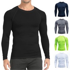 Mens Compression Armour Base Layer Top Long Sleeve Thermal Gym Sports Shirts