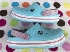 GIRLS CROCS CROCBAND ICE BLUE PINK CLOGS SIZE J3 = UK 3