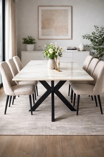 White 8m dining - white, table