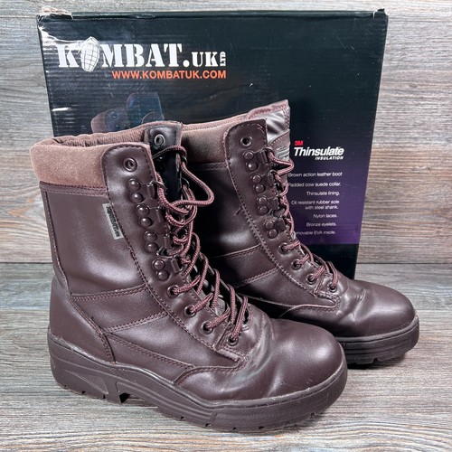 Brown army cadet boots leather - brown,