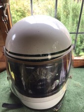vintage  1970s bell star crash helmet White & Green 