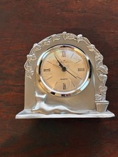 VTG Pewter Cat Clock by