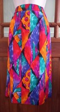 Vtg 80s Yarell Bright Geometric Pencil Wiggle Skirt Size 12 Boho secretary geek
