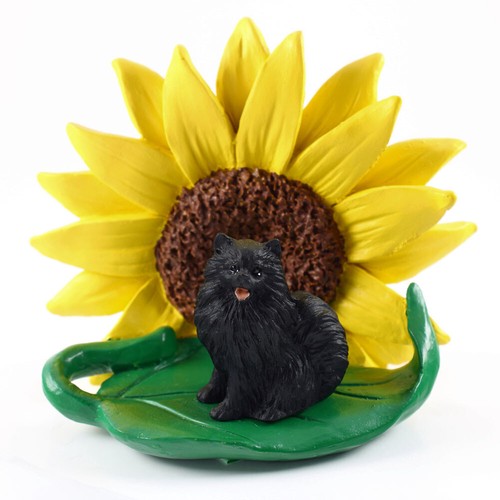 Pomeranian sunflower figurine - pomeranian,