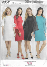 Simplicity K8511 Pattern Size 14 to 22 Uncut Misses Dress with Sleeve Variations