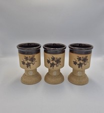 Trio Of Studio Pottery Goblets Vine Leaves Retro