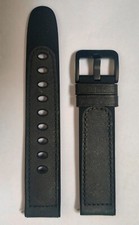 Black Rexine Leather Watch