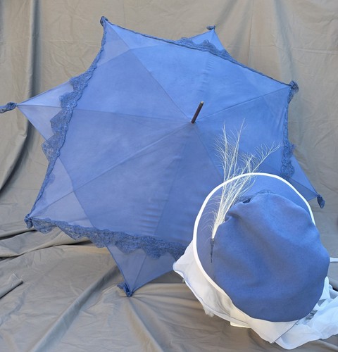 Blue silk regency parasol and - regency,