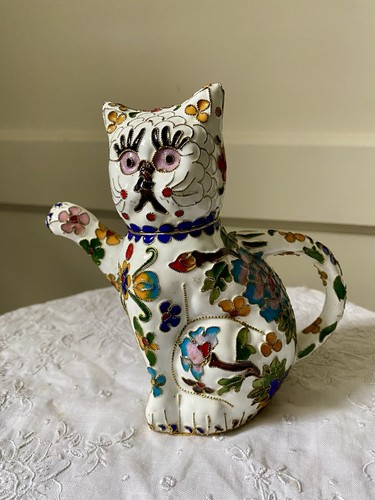 Vintage cloisonné enamel cat - cloisonné,