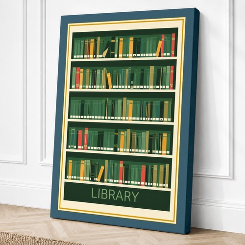 Library shelves vintage - library,