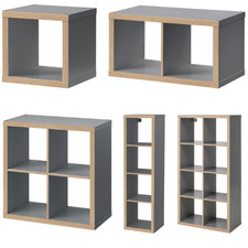 IKEA KALLAX Shelving Unit Grey Wood Effect Storage Cube Bookcase Display Organiz