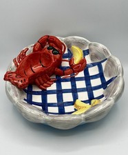 Summertime Lotus Chip & Dip Platter Lobster Clam Beach Nautical Serving Dish