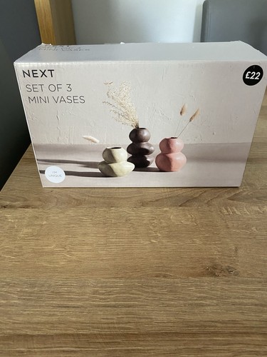 Next set three mini vases - three,
