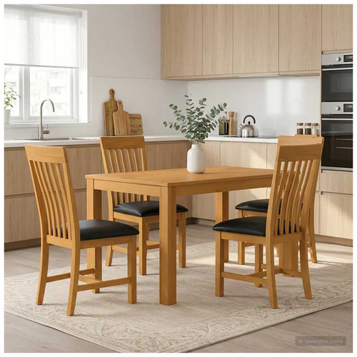 Dining set 5pc - black, solid
