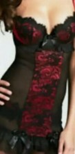 ann summers Boudoir Belle  Black + Red  Suspender Cami 8