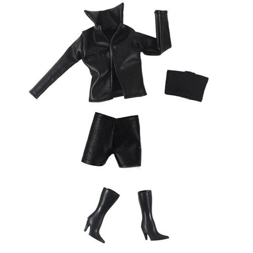 Black leather clothes - set, for